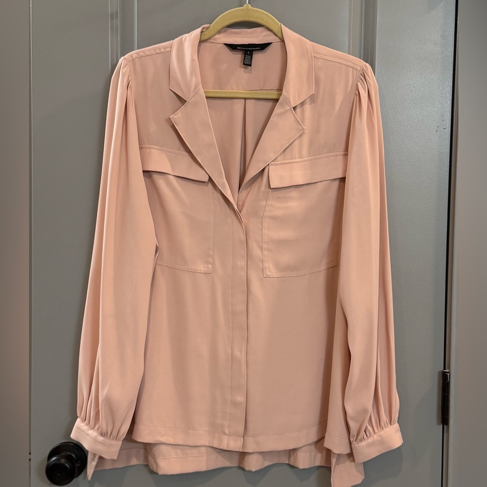 White House Black Market Blush Pink Blouse Like New
